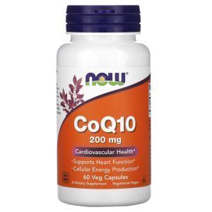 Коэнзим Q10, CoQ10, Now Foods, 200 мг, 60 вегетарианских капсул
