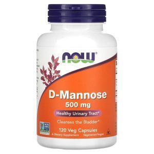 D-манноза, D-Mannose, Now Foods, 500 мг, 120 вегетарианских капсул
