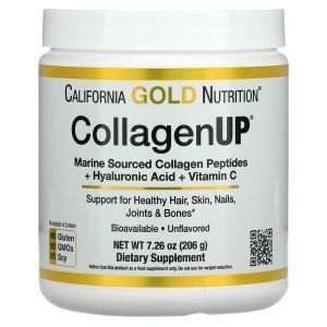 Коллаген пептиды UP 5000, Collagen Peptides, California Gold Nutrition, морской с гиалуроновой кислотой и витамином С, без запаха, 5000 мг, 206 г (Default)