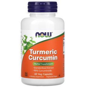Куркумин, Turmeric Curcumin, Now Foods, 60 вегетарианских капсул
