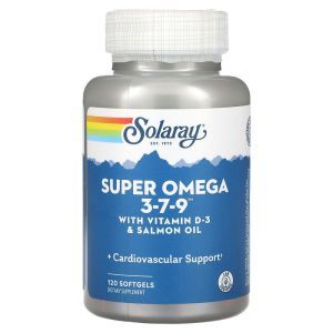 Омега 3-7-9 с витамином D-3, Super Omega 3-7-9, Solaray, 120 гелевых капсул