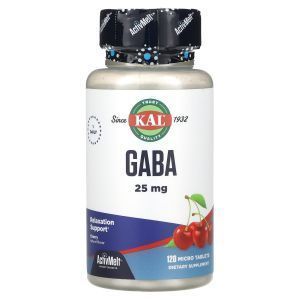 ГАМК (гамма-аминомасляная кислота), GABA, Cherry, KAL, 25 мг, 120 таб.