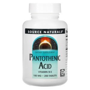 Пантотеновая кислота, Pantothenic Acid, Source Naturals, 100 мг, 250 таблеток