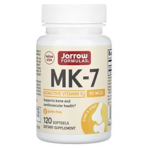 Vitaminas K2, MK-7, Vitaminas K2, Jarrow formulės, 90 mcg, 120 kapsulių