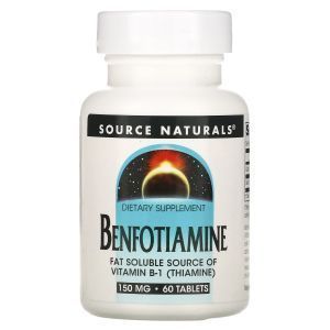 Benfotiaminas, Source Naturals, 150 mg, 60 tablečių