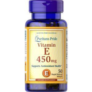 Vitaminas E, Vitaminas E, Puritan's Pride, 450 mg, 50 kapsulių