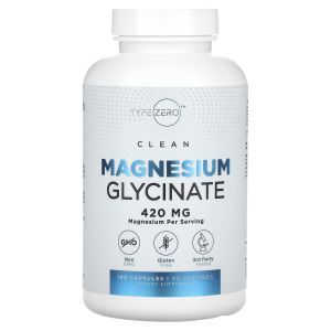 Магний глицинат, Clean, Magnesium Glycinate, TypeZero, 420 мг, 180 капсул
