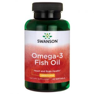 Омега-3, рыбий жир, Omega-3 Fish Oili, Swanson, лимонный вкус, 150 гелевых капсул