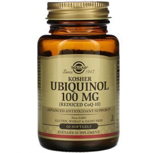 Košerinis ubiquinolis, solgaras, sumažintas kofermento Q10, 100 mg, 60 minkštųjų gelių