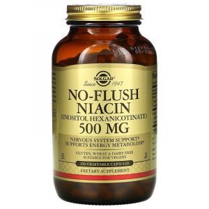 Niacinas (No-Flush Niacin), Solgar, Non-Flush, 500 mg, 250 daržovių kapsulių