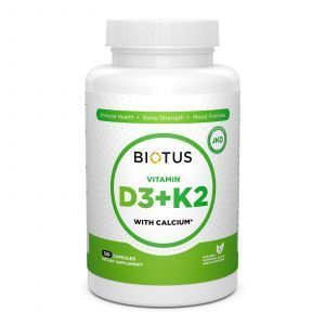 Vitaminas D3, K2 su kalciu, Biotus, 120 kapsulių