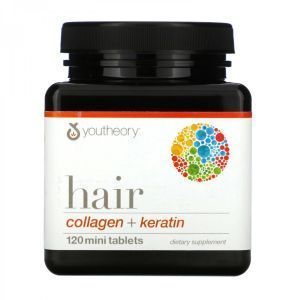 Kolagenas + keratinas plaukams, plaukams, kolagenas + keratinas, jaunystės teorija, 120 mini tablečių